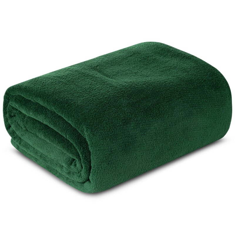 Koc flanelowy Simple 1 ciemnozielony 150 x 200 cm – wyjątkowo miękki