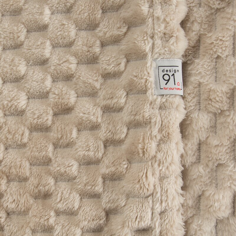 Koc flano D91 CINDY6 beżowy 170 X 210 cm – miękki w dotyku