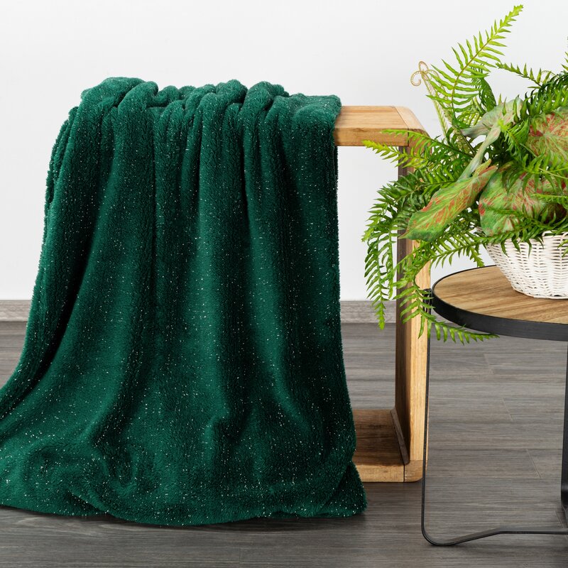 Koc flanelowy ciemnozielony 150 x 200 cm – miękki i ciepły