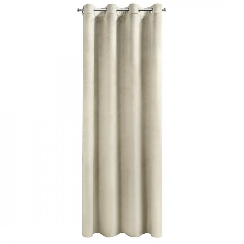 Zasłona gotowa welwetowa kremowa 140 x 250 cm – zaciemniająca i miękka