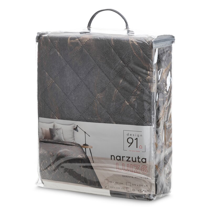 Narzuta Luiz 6 stalowa 220 X 240 cm – miękka welwetowa