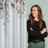 Zasłona gotowa MEG biała 140 X 260 CM – z roślinnym wzorem