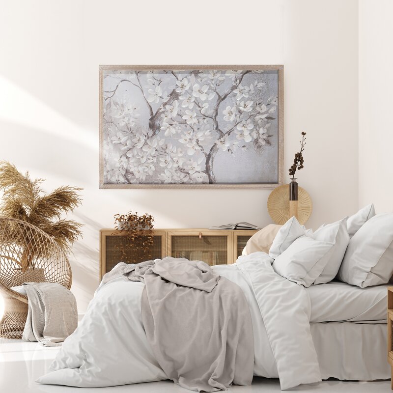 Obraz 628 kwitnące gałęzie beżowy 60 X 40 cm – do salonu i sypialni