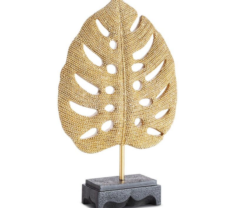 Figurka ceramiczna Liść złoty 17 x 6 x 27 cm – doda blasku wnętrzu