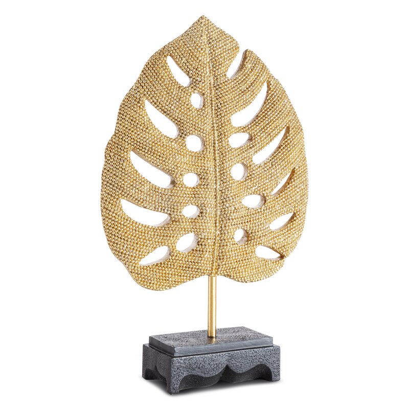 Figurka ceramiczna Liść złoty 17 x 6 x 27 cm – doda blasku wnętrzu