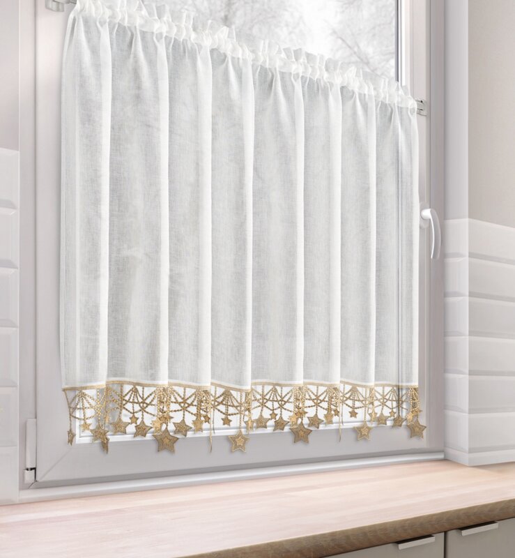 Zasłona świąteczna BIAŁA 150x90 cm – gotowa do zawieszenia