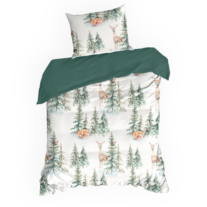 Komplet pościeli świątecznej Deer biały 220 x 200 cm – 100% bawełna