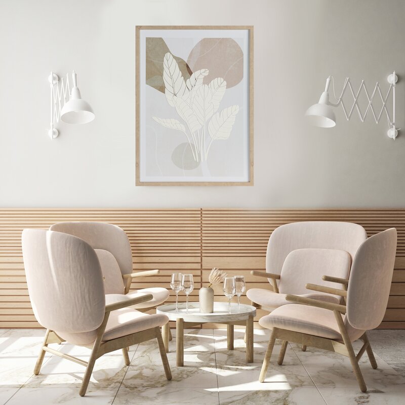 Obraz ręcznie malowany Liście Boho biały 45 X 60 cm – wniesie naturalną harmonię