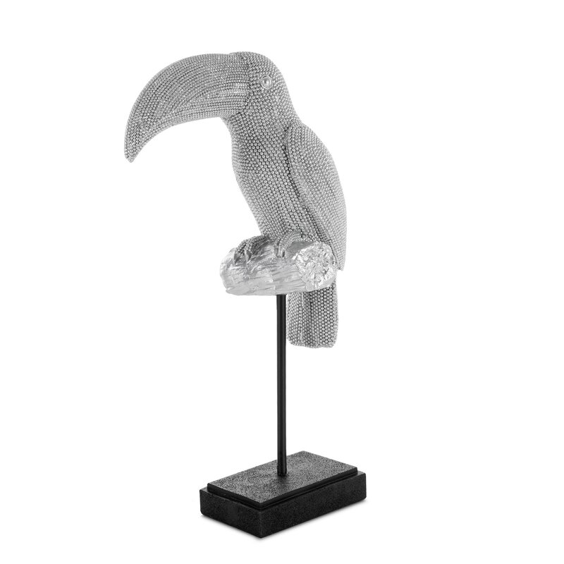Figurka ceramiczna Eldo srebrna 22 x 11 x 39 cm – egzotyczny akcent