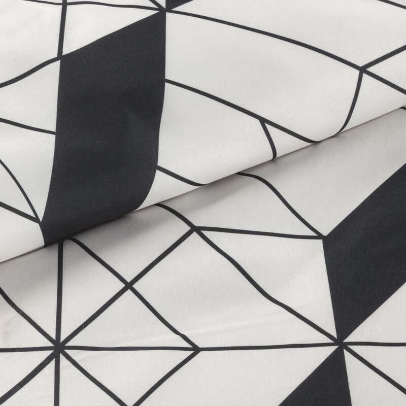 Pościel z mikrofibry D91 Geo 01 kremowa 160 X 200 CM – geometryczny wzór
