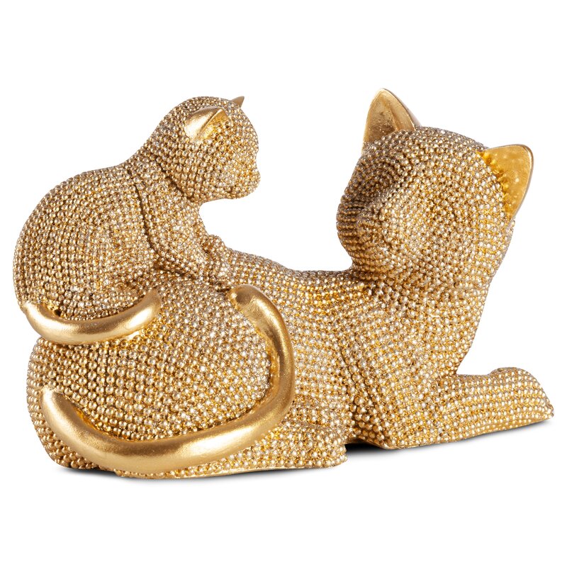 Ceramiczna figurka ELDO złota 19 x 9 x 12 cm – urocza para kotów