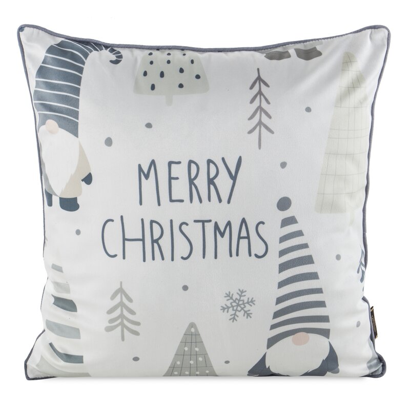 Poszewka świąteczna biała 45 x 45 cm – welwetowa i elegancka