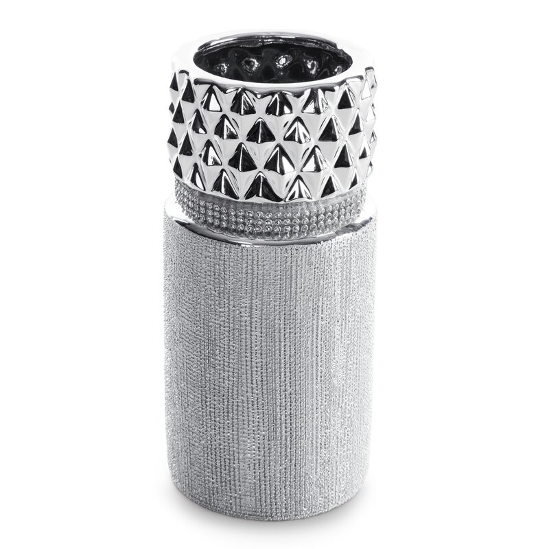 Wazon ceramiczny Solen srebrny 10 x 21 cm – idealny na kwiaty
