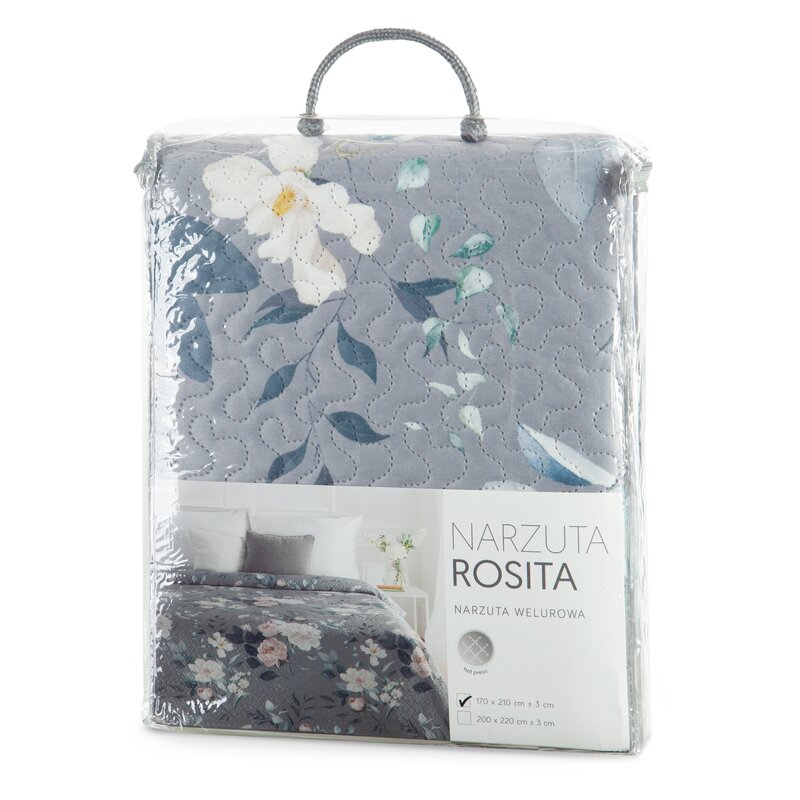 Narzuta Rosita srebrna 170 x 210 cm – stylowe nakrycie łóżka