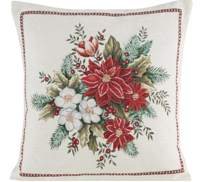 Poszewka gobelinowa świąteczna czerwona 45x45 cm – trwały materiał