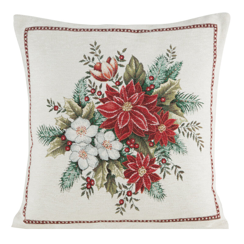 Poszewka gobelinowa świąteczna czerwona 45x45 cm – trwały materiał