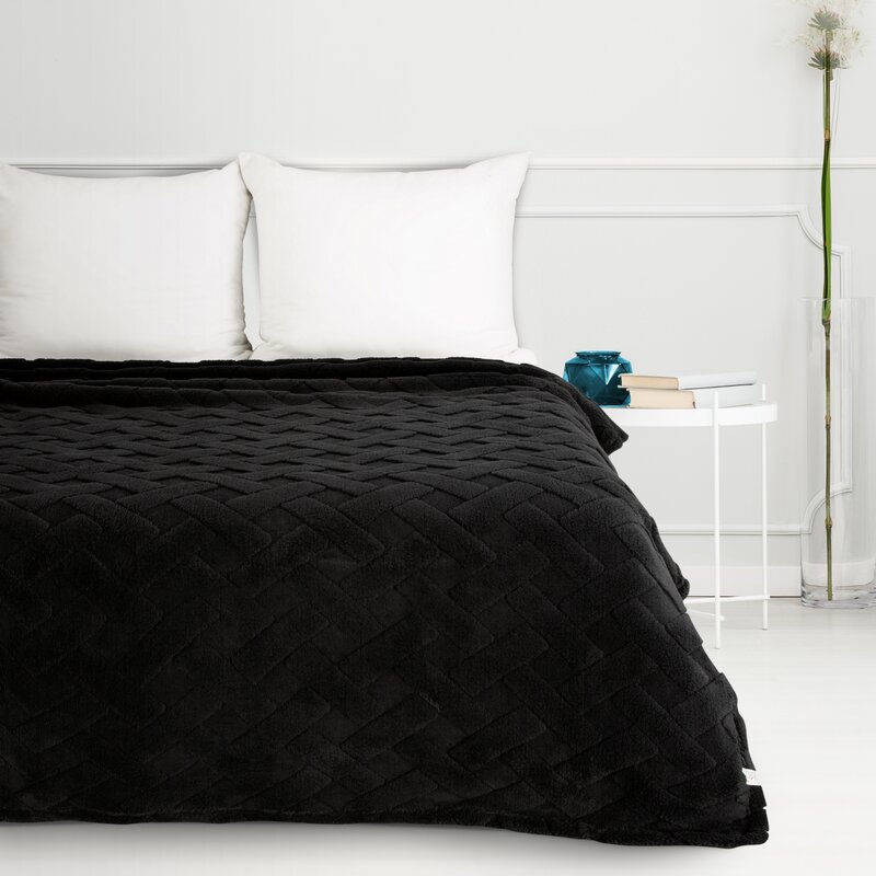 Koc z mikroflano D91 Caro czarny 170 X 210 cm – miękki i ciepły