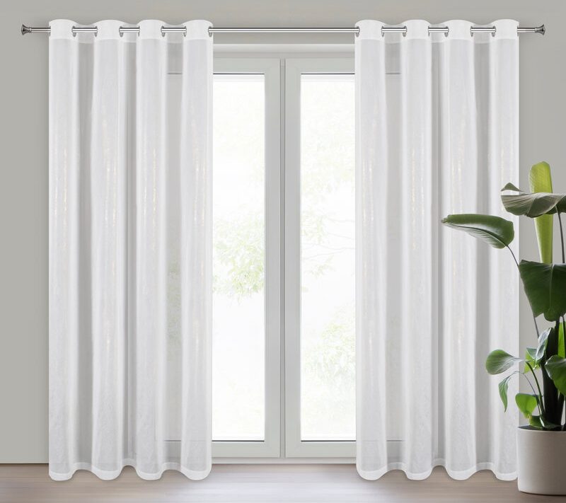 Firana gotowa MISSY biała 140 X 250 CM – szyfonowa, lekka