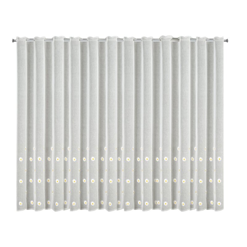 Firana gotowa haftowana biała 350 x 145 cm – rozjaśnia wnętrze