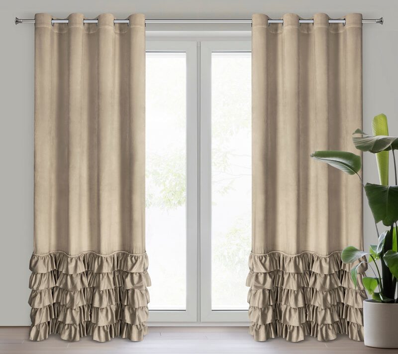 Zasłona gotowa Carli ciemnobeżowa 140 x 250 cm – zaciemniająca i stylowa