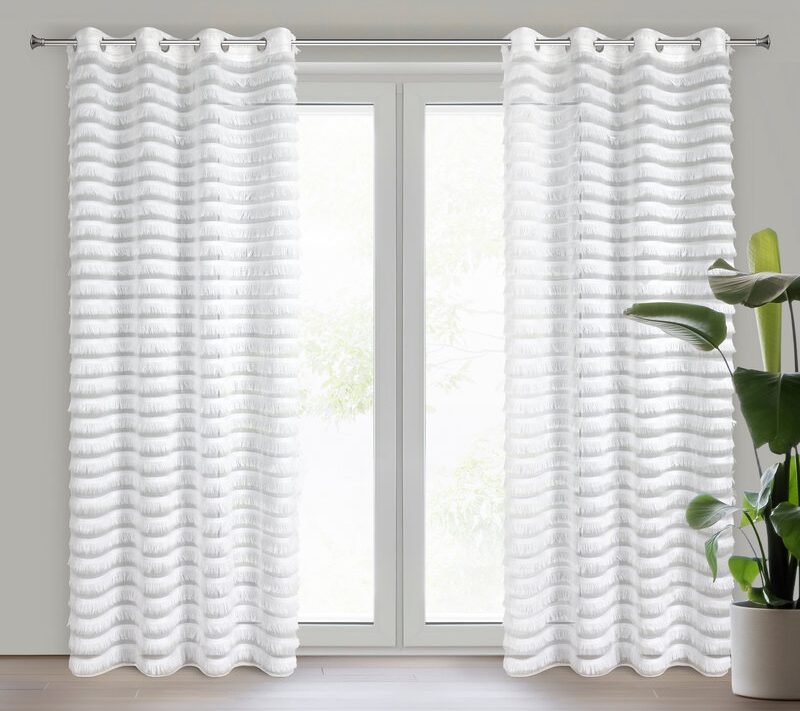 Firana gotowa DANA 1 biała 140 X 250 cm – z falistym wzorem