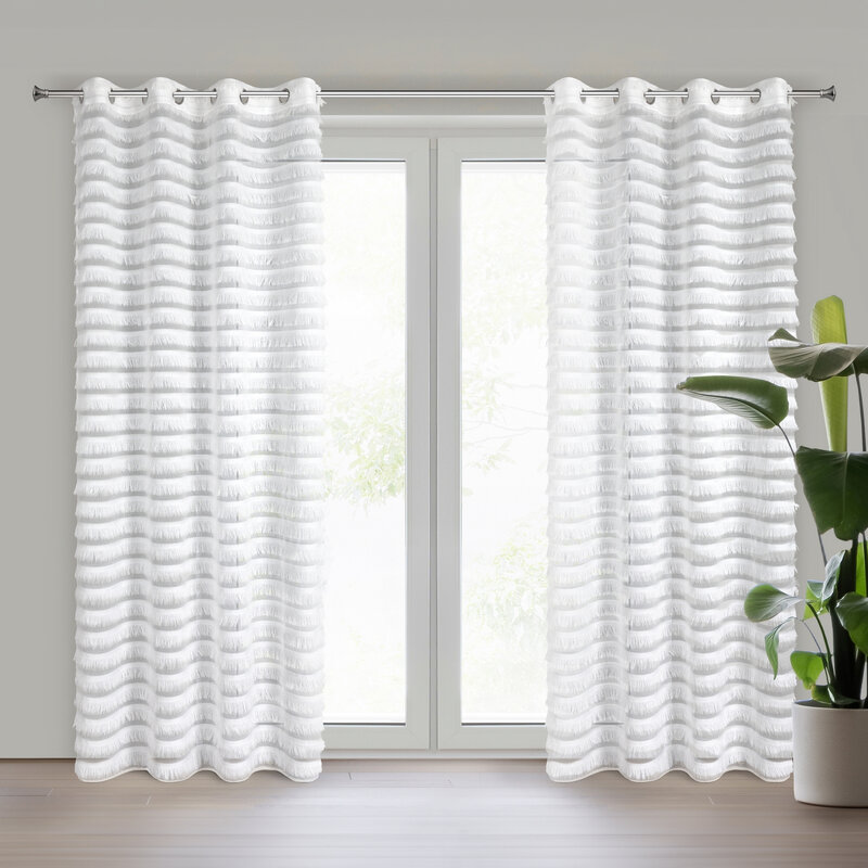 Firana gotowa DANA 1 biała 140 X 250 cm – z falistym wzorem