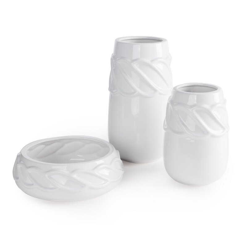 Wazon ceramiczny Lisa biały 16 x 16 x 29 cm – na suszone kwiaty