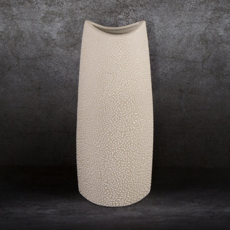 Wazon ceramiczny RISO kremowy 14 x 9 x 35 cm – na susze i kwiaty