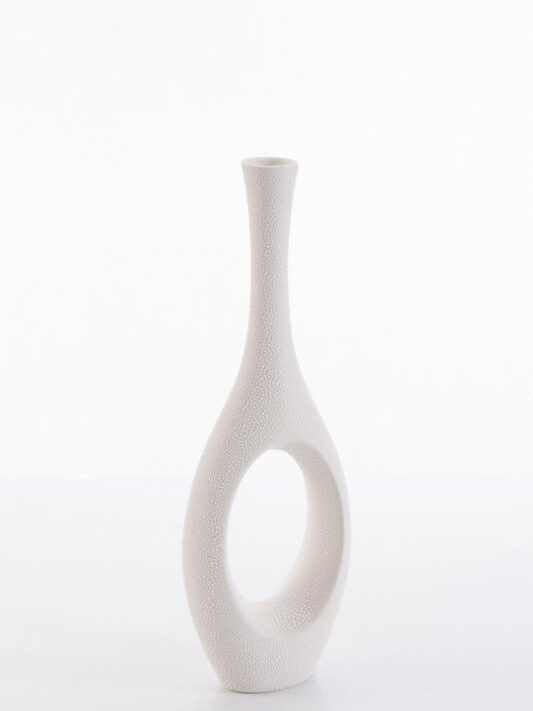 Wazon ceramiczny RISO kremowy 12 X 6 X 36 cm – na suszone kwiaty