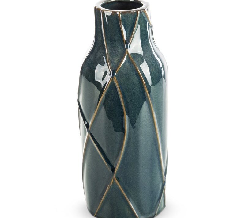 Wazon ceramiczny Teo turkusowy fi 13 x 30 cm – na suszone kwiaty