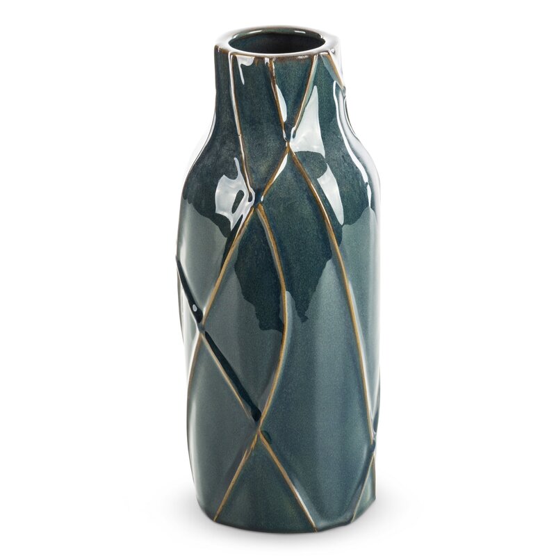 Wazon ceramiczny Teo turkusowy fi 13 x 30 cm – na suszone kwiaty