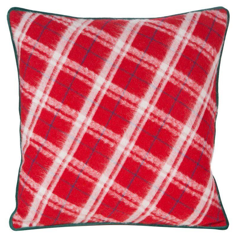 Poszewka świąteczna w kratę czerwona 45 x 45 cm – wprowadza ciepło