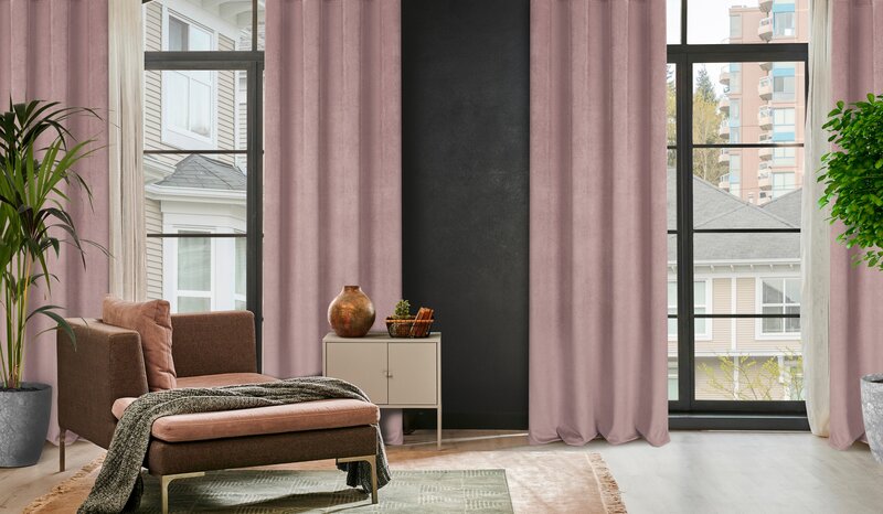 Zasłona gotowa Eliza pudrowy róż 140 X 250 CM – welwetowa miękkość