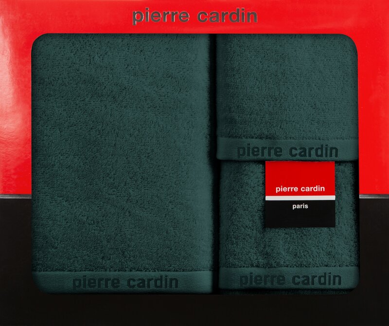 Komplet ręczników Pierre Cardin EVI butelkowy zielony 40 X 34 X 9 CM – miękki i chłonny