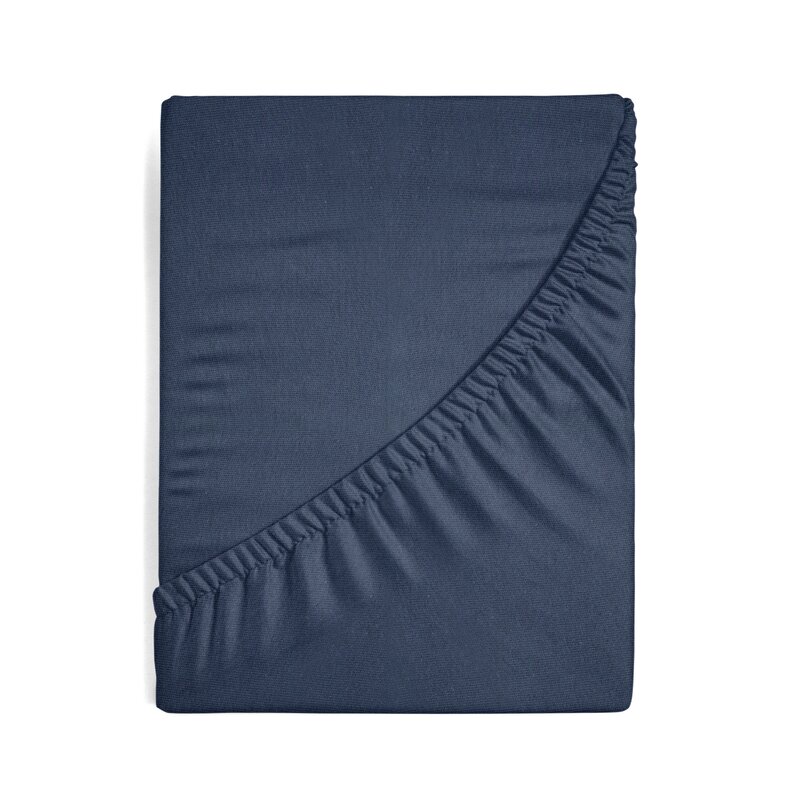 Prześcieradło jersey granatowe 180 x 200 x 30 cm – idealne na co dzień