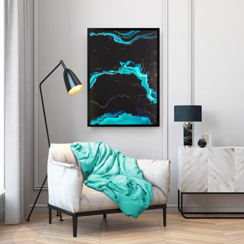 Obraz ręcznie malowany turkusowy 53 X 73 CM – nada wnętrzu charakteru