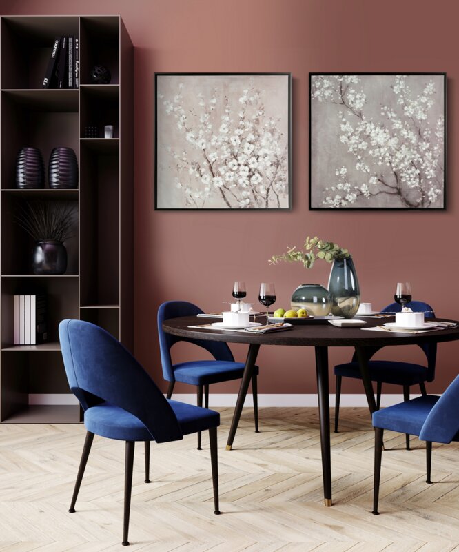 Obraz ręcznie malowany z motywem kwiatów beżowy 60 X 60 cm – subtelny akcent do wnętrz