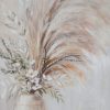 Obraz ręcznie malowany kwiatowy beżowy 60 X 120 cm – idealny do sypialni