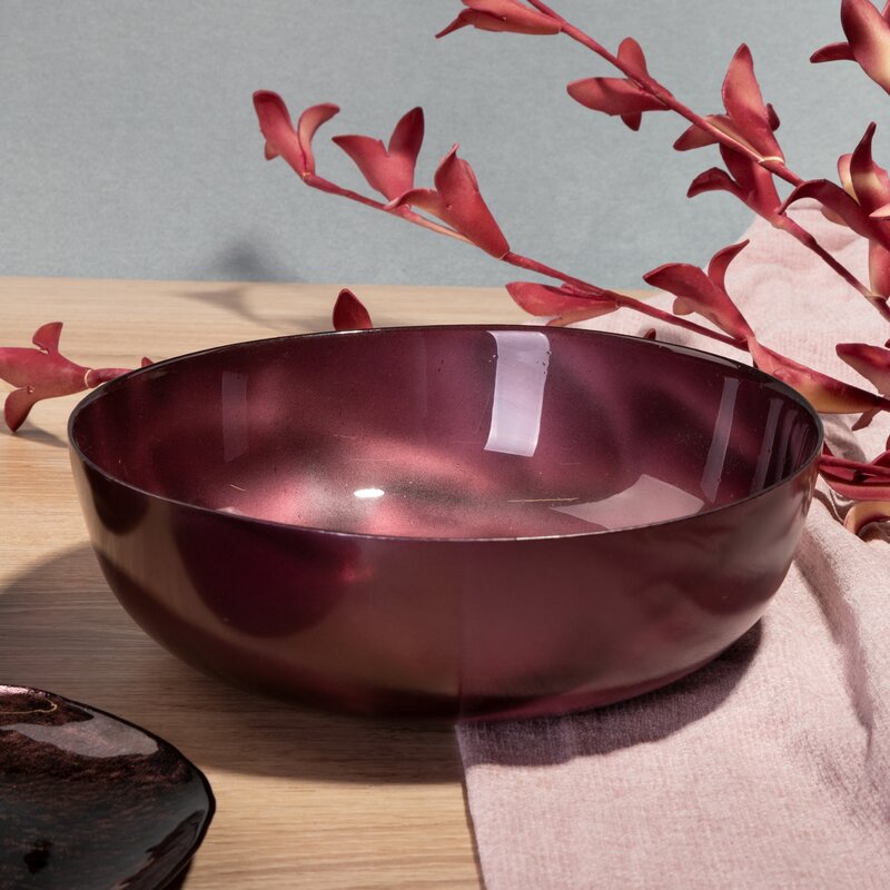 Misa szklana Nikol burgundowa fi 27 x 9 cm – idealna na owoce