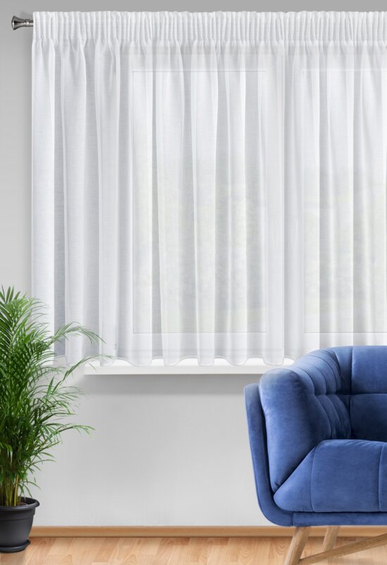 Firana gotowa biała 350 x 150 cm – rozprasza światło