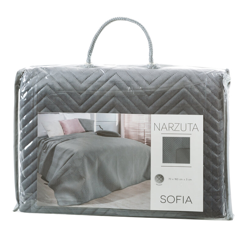 Narzuta Sofia grafitowa 70 X 160 CM – miękki welwet pikowany