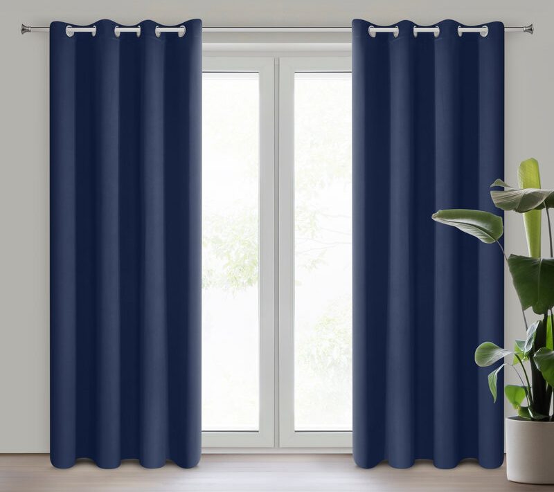 Zasłona gotowa granatowa 135 x 250 cm – zaciemniająca i matowa