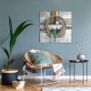 Obraz ręcznie malowany abstrakcyjny geometryczny beżowy 80 X 80 cm – nowoczesny akcent