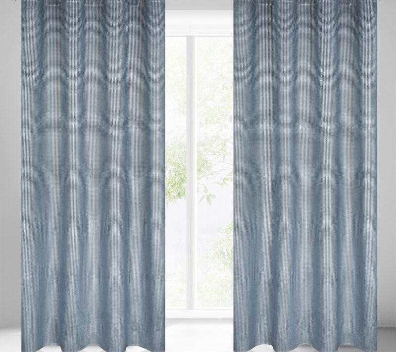 Zasłona gotowa Darcy granatowa 140 X 250 CM – z wzorem pepitki