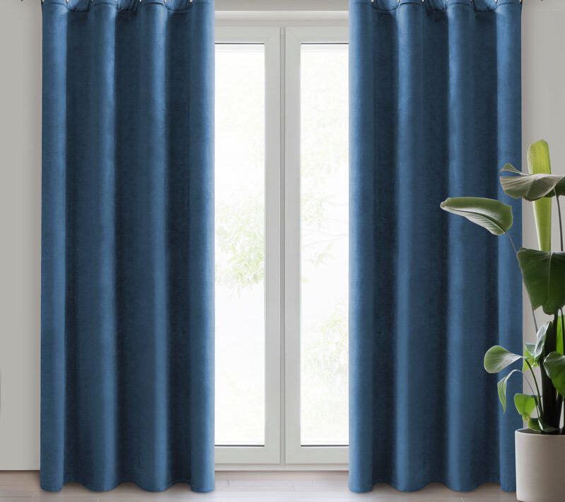 Zasłona gotowa D91 granatowa 140 x 250 cm – zaciemniająca i stylowa