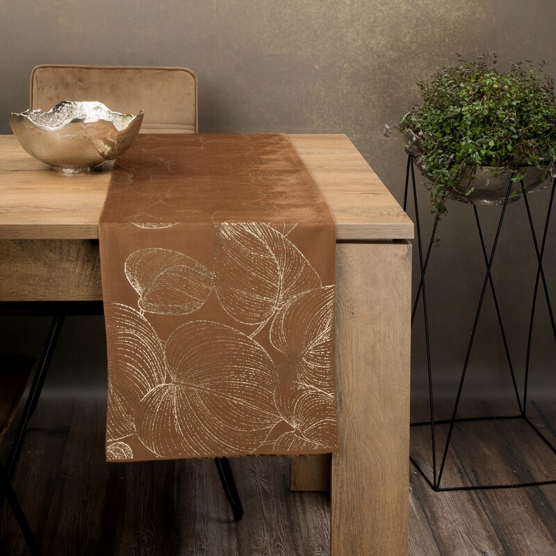 Obrus błyszczący brązowy 35 x 220 cm – doda blasku stołowi