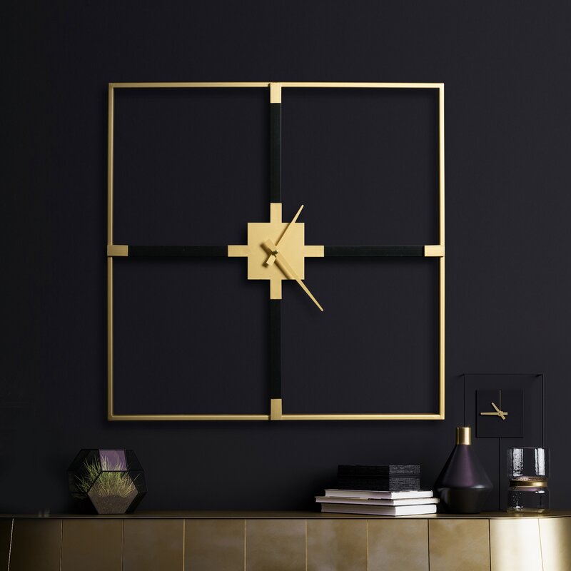 Zegar ścienny czarny 60 x 5 x 60 cm – nowoczesny akcent do salonu