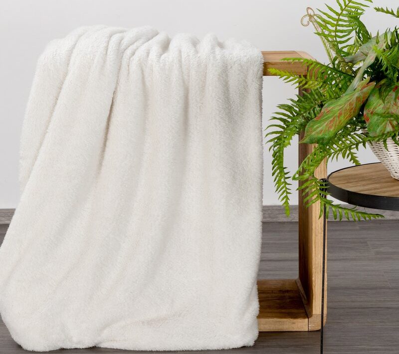 Koc flano Blink biały 150 x 200 cm – miękki i puszysty