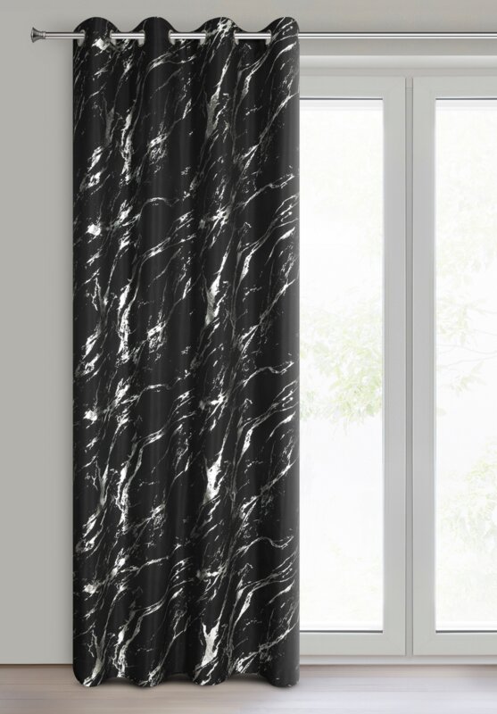 Zasłona gotowa LANI czarna 140 X 250 CM – modny wzór marmuru