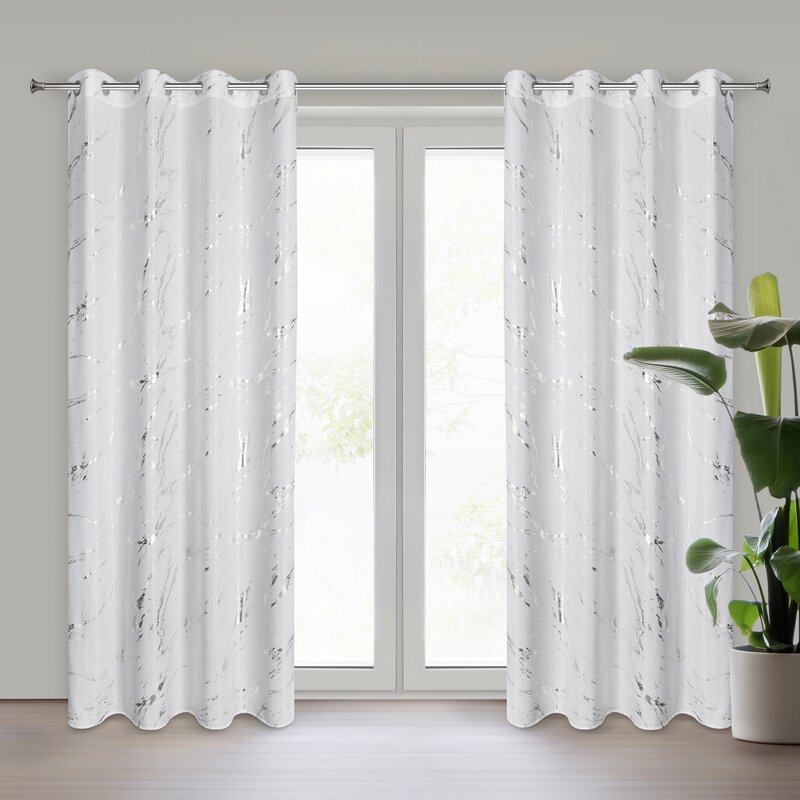 Zasłona gotowa LANI biała 140 X 250 cm – z błyszczącym nadrukiem